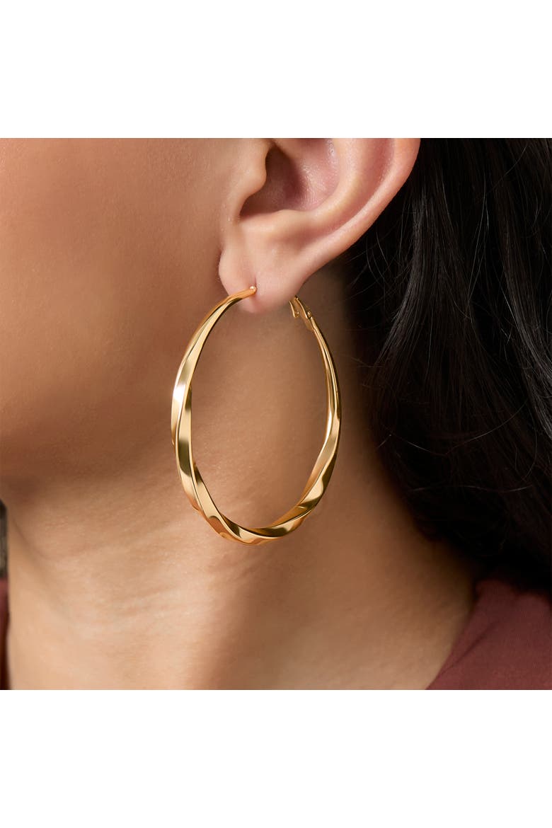Twisted Gold Hoop Earrings, Alternate, color, Gold