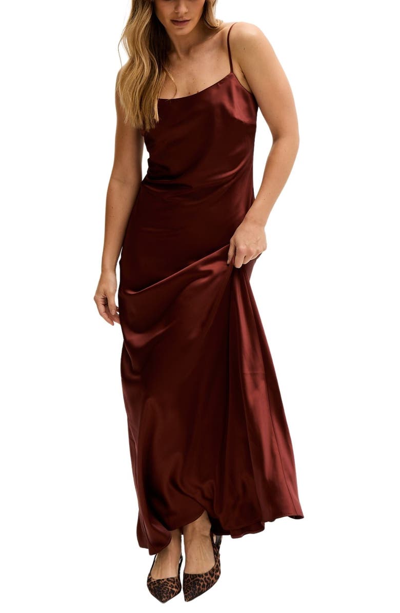 LILY AND LIONEL Roxy Spaghetti Strap Maxi Dress, Alternate, color, Brown
