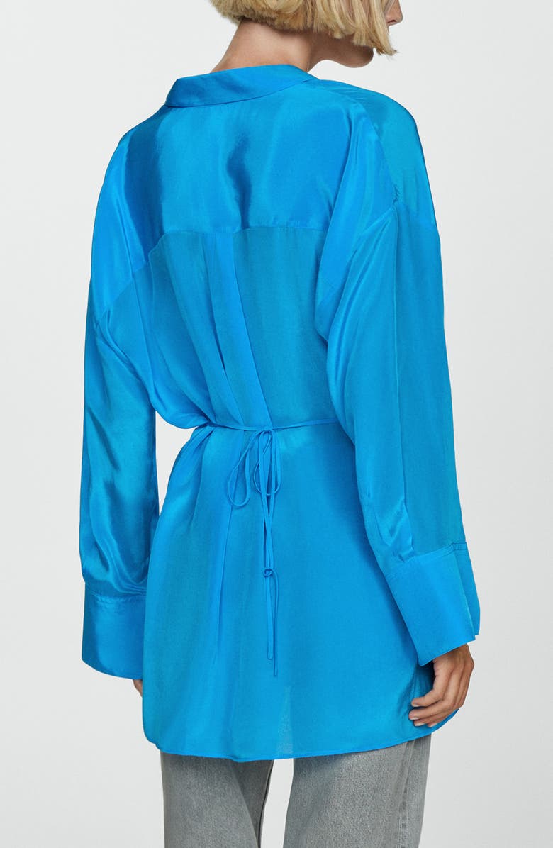 MANGO Asymmetric Closure Satin Button-Up Shirt, Alternate, color,
