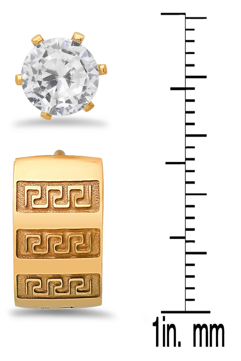 Set of 2 Huggie Hoop & Crystal Stud Earrings, Alternate, color, GOLD