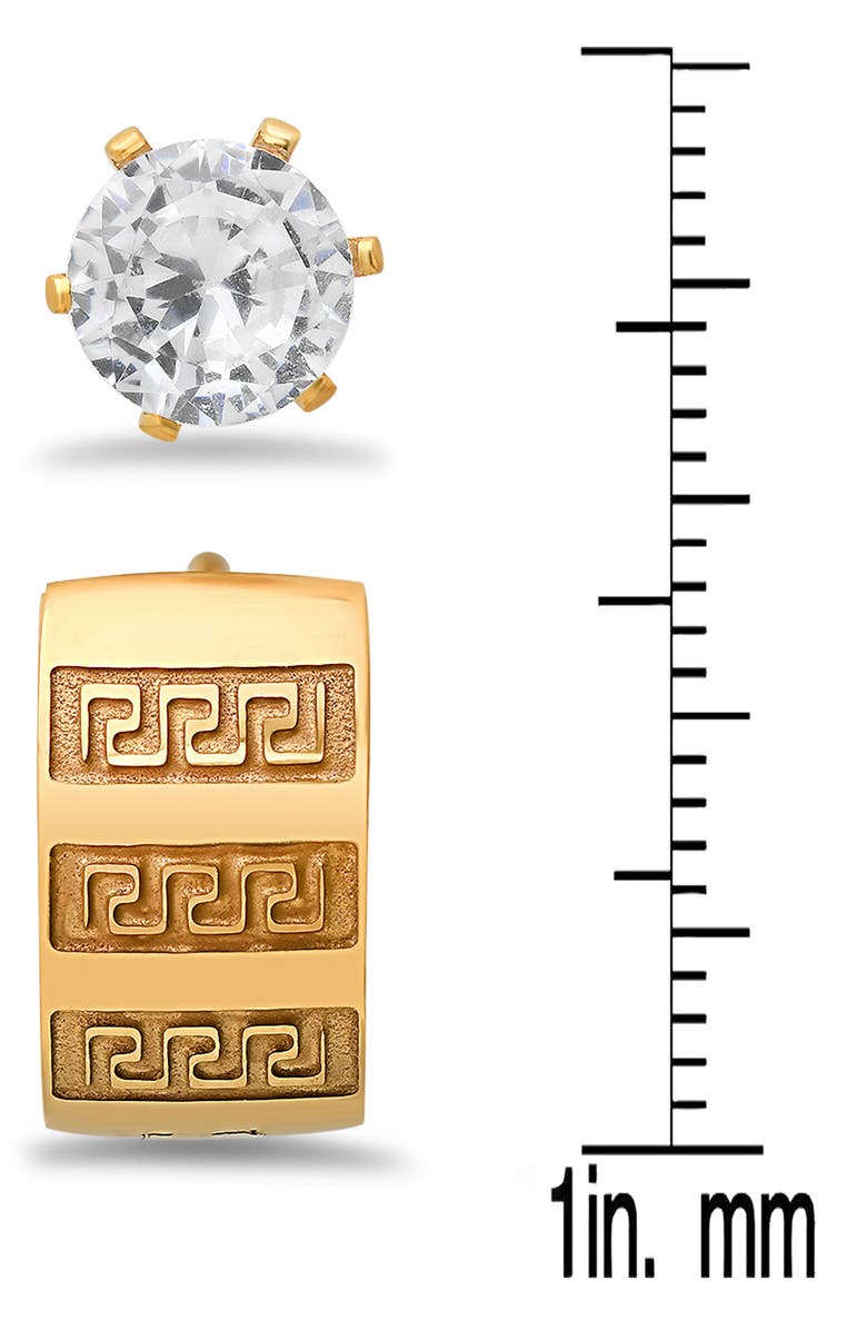 HMY JEWELRY Set of 2 Huggie Hoop & Crystal Stud Earrings, Alternate, color, Gold