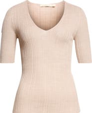 Kallmeyer Pika Ribbed Merino Wool V-Neck Top