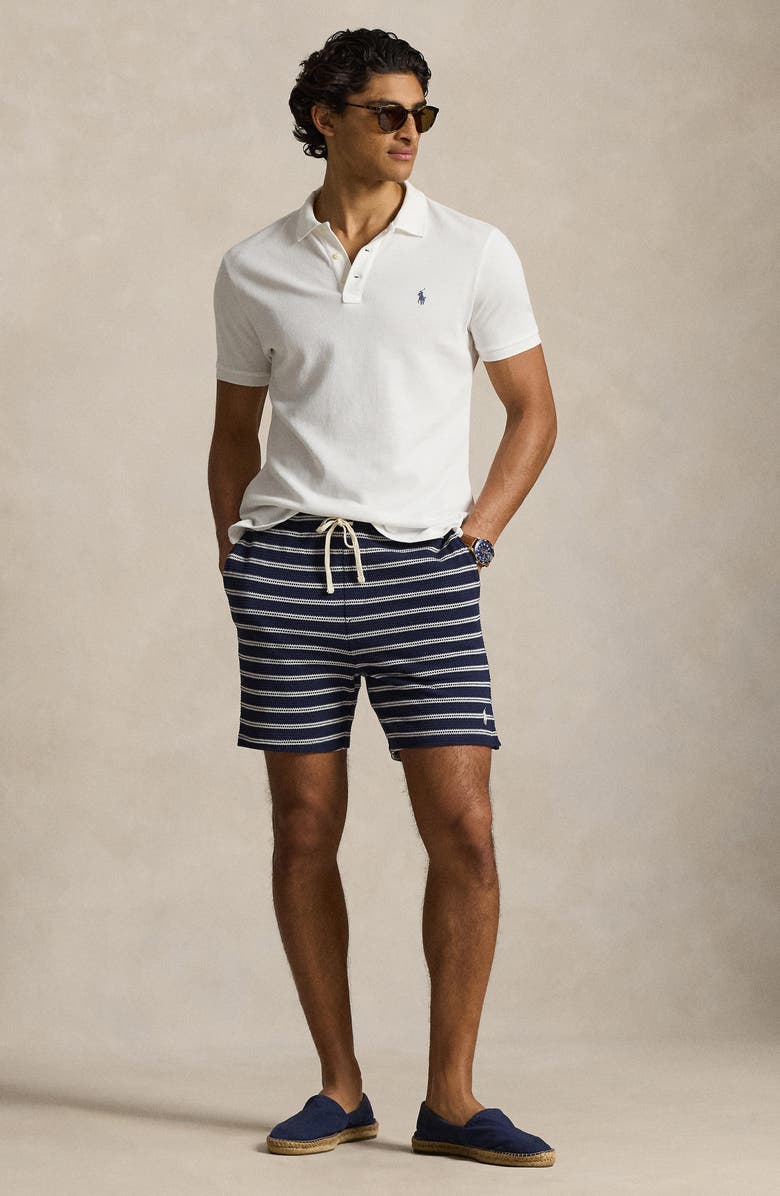 Polo Ralph Lauren Stripe Piontelle Stitch Shorts, Alternate, color, Newport Navy/ Pale Cream
