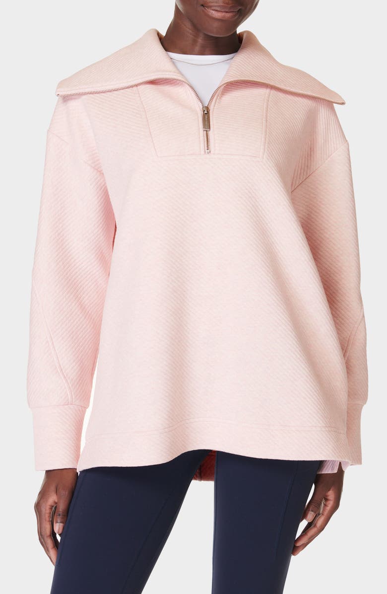 Sweaty Betty Radiant Oversize Half Zip Sweatshirt, Main, color, Neutral Pink