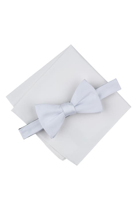 Textured Satin Bow Tie & Pocket Square Set