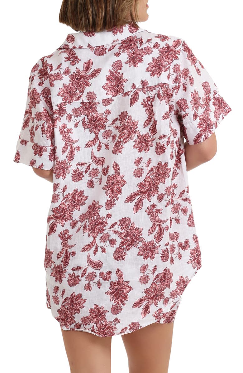 Papinelle Resort Floral Linen Pajama Top, Alternate, color, 