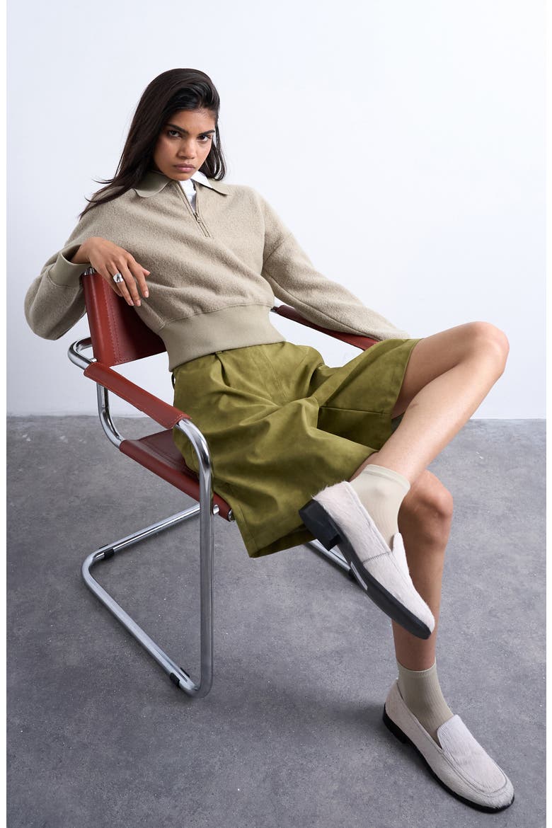 Lounge Quarter Zip Collared Pullover, Alternate, color, KHAKI GREEN