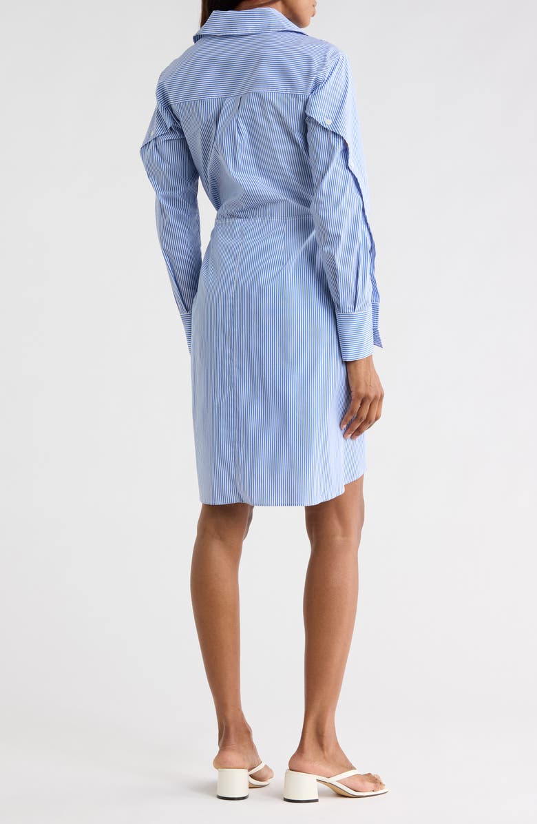 Derek Lam 10 Crosby Stripe Long Sleeve Tie Waist Shirtdress, Alternate, color, Blue/ White