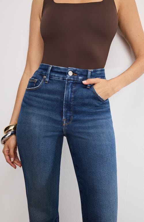 Good American Good Boy Step Hem High Waist Ankle Straight Leg Jeans In Blue