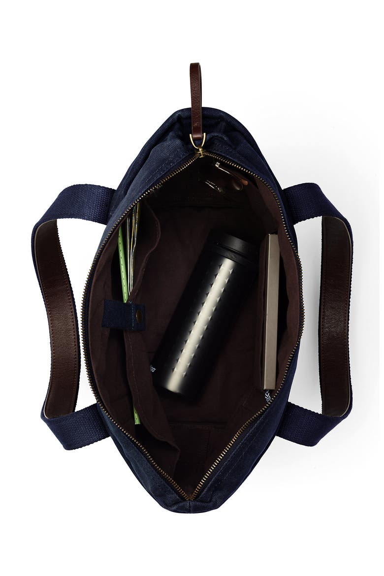 Large Waxed Canvas Tote Bag, Alternate, color, Radiant Navy