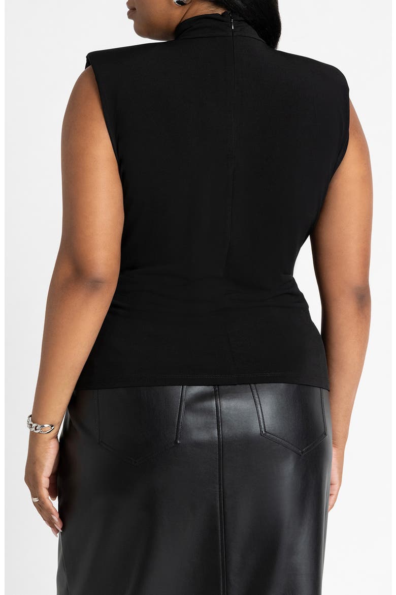 Draped Mock Neck Sleeveless Top, Alternate, color, BLACK ONYX