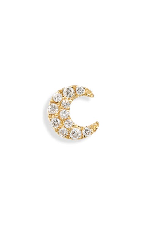 Diamond Moon Threaded Stud Earring