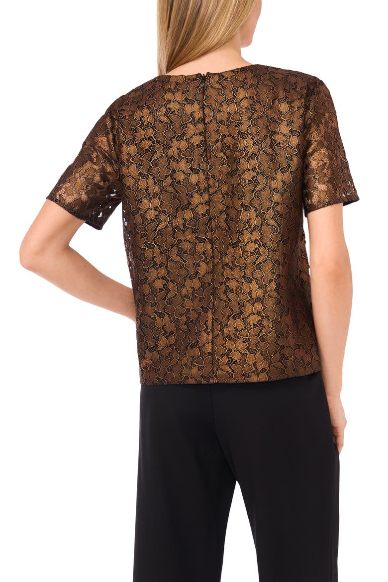 Lace Short Sleeve Top, Alternate, color, BRONZE