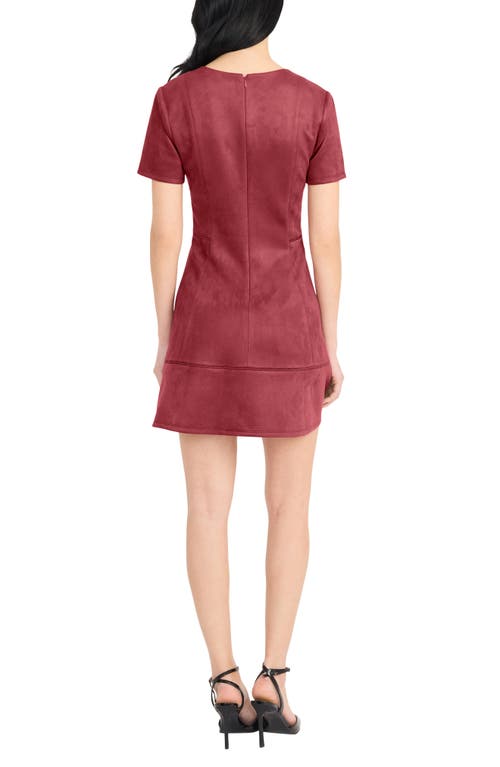 Donna Morgan For Maggy Short Sleeve Faux Suede Fit & Flare Minidress In Red