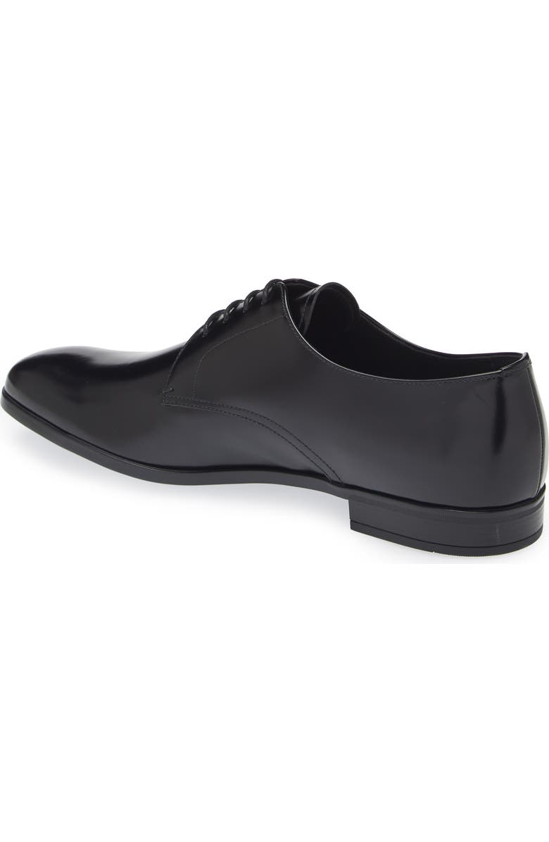 Prada Spazzolato Plain Toe Derby, Alternate, color, Nero