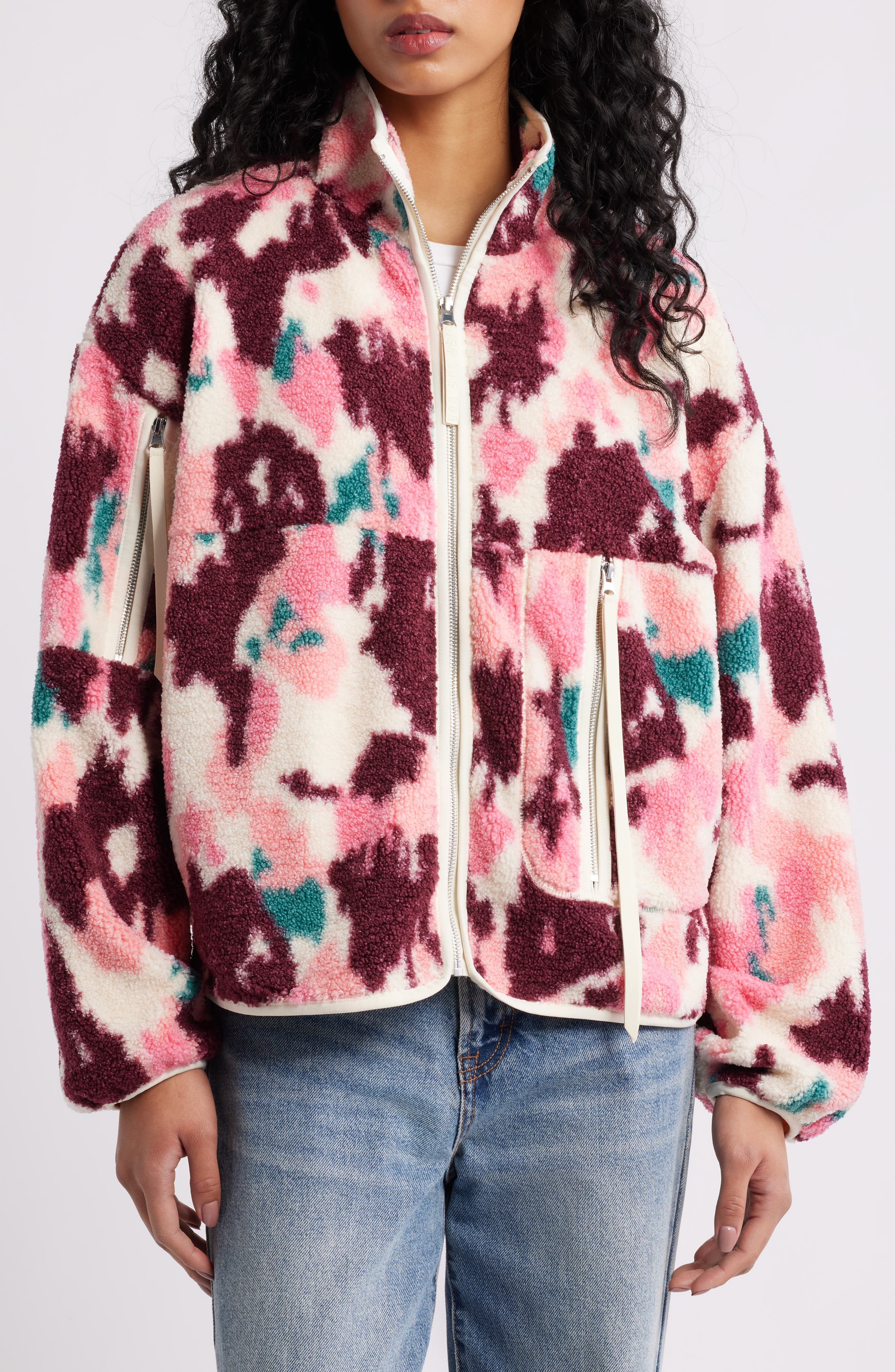 Marlene Splatter Print Fleece Jacket (Women) | Nordstrom