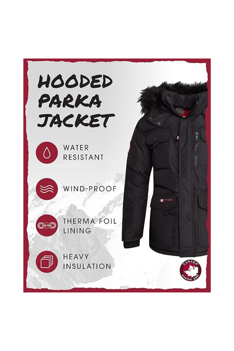 Boys' Heavyweight Winter Coat, Alternate, color, Black