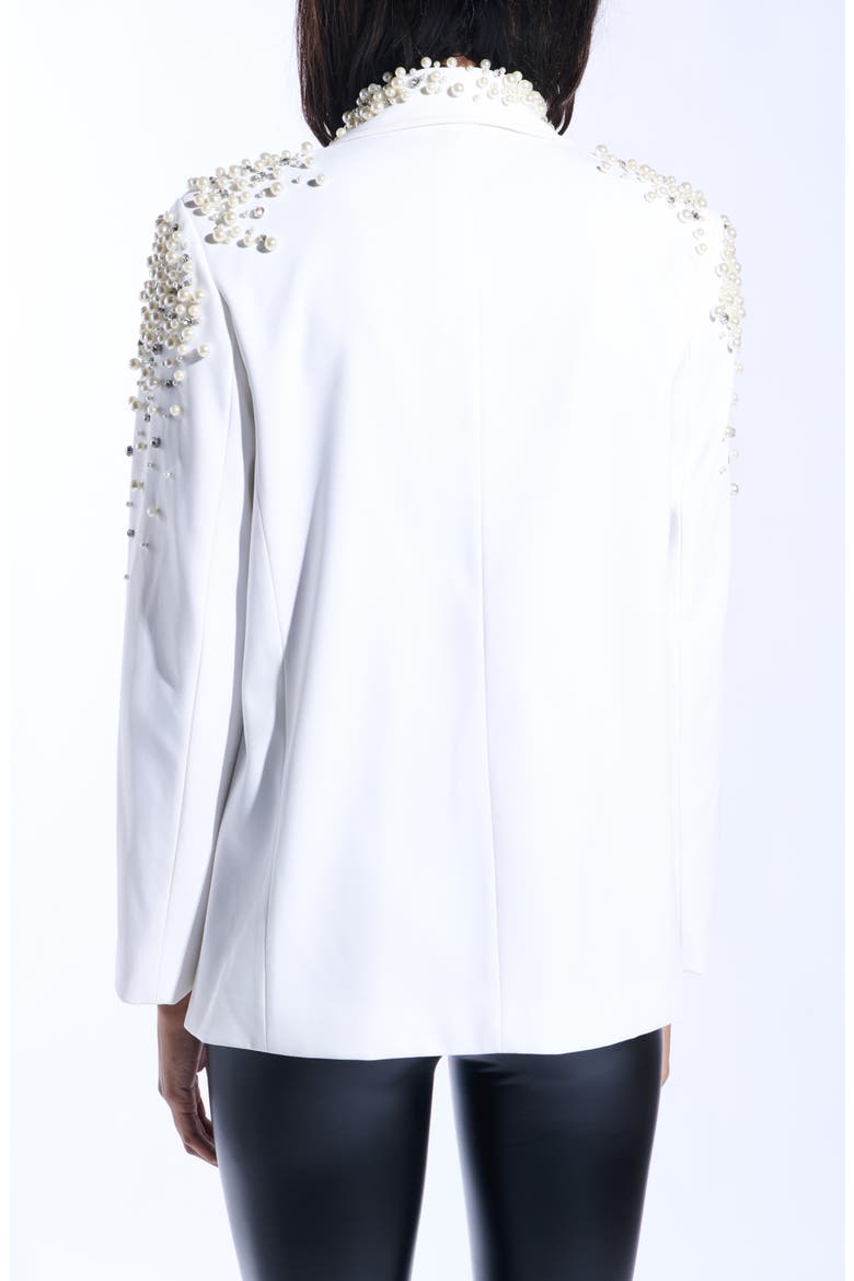 Pearlized Embellished Blazer, Alternate, color, WHITE