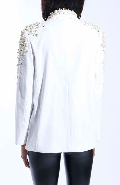 Azalea Wang Pearlized Embellished Blazer In White