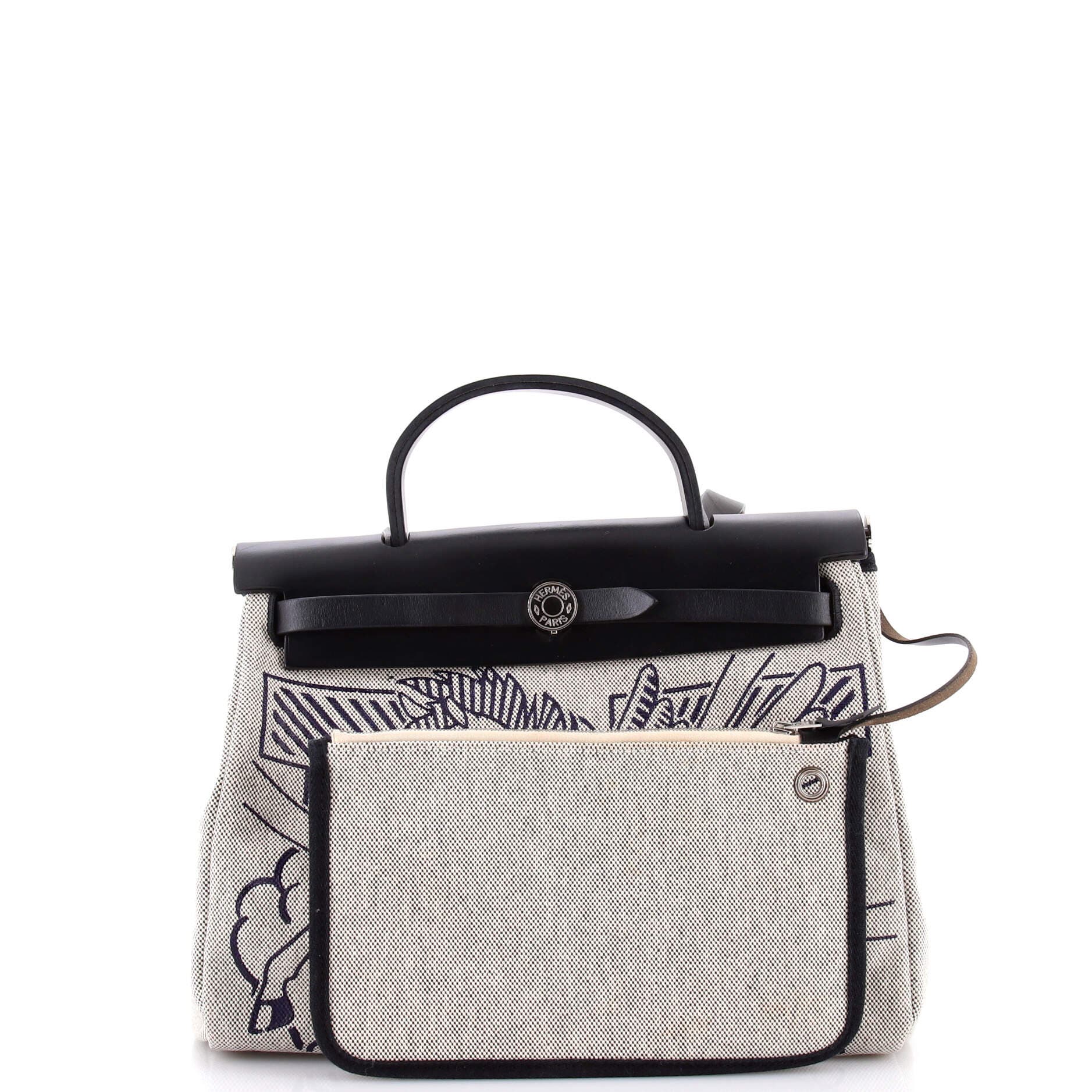 Pre-Owned Hermes Herbag Zip Pegase Pop Toile and Leather 31, Alternate, color, Noir