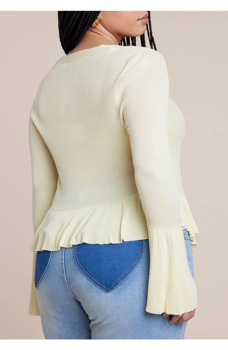 ELOQUII Ruffle Cardigan, Alternate, color, 