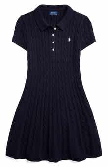 Cotton Cable Knit Sweater Dress