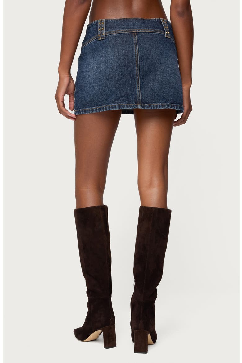 Tory Western Low Rise Denim Miniskirt, Alternate, color, DARK-BLUE