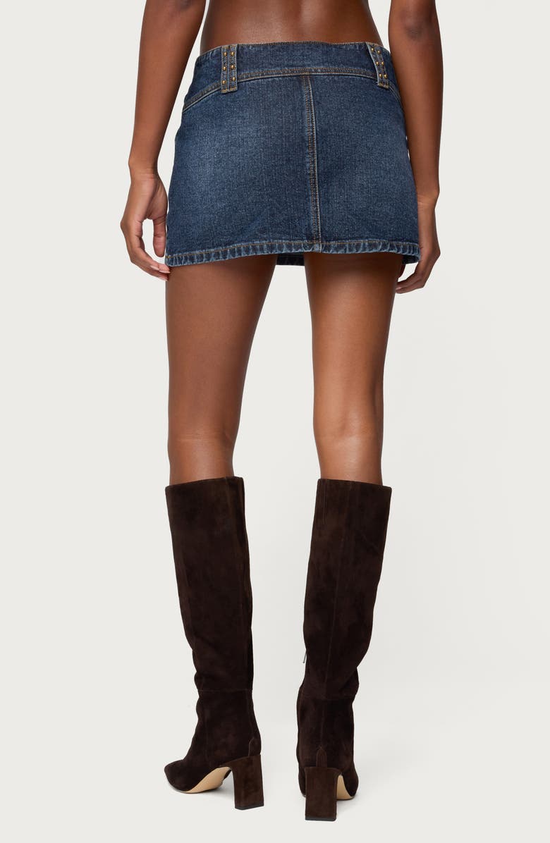 EDIKTED Tory Western Low Rise Denim Miniskirt, Alternate, color, Dark-Blue