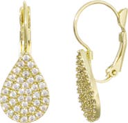 Adornia 14K Gold Plated Pavé Cubic Zirconia Pear Lever Back Earrings