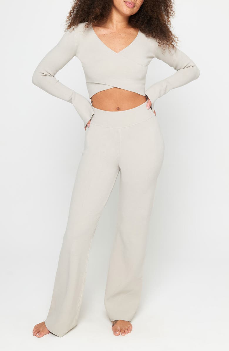 Spiritual Gangster Hadley Wrap Crop Sweater, Alternate, color, Birch