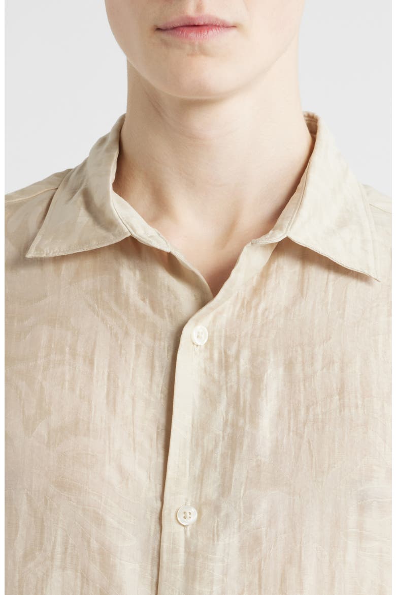 Sunburst Jacquard Short Sleeve Button-Up Shirt, Alternate, color, BEIGE BIRCH