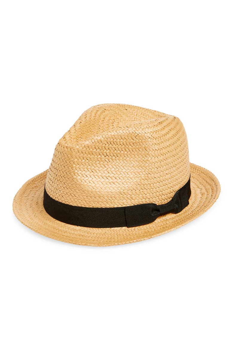 Packable Straw Fedora, Main, color, NATURAL