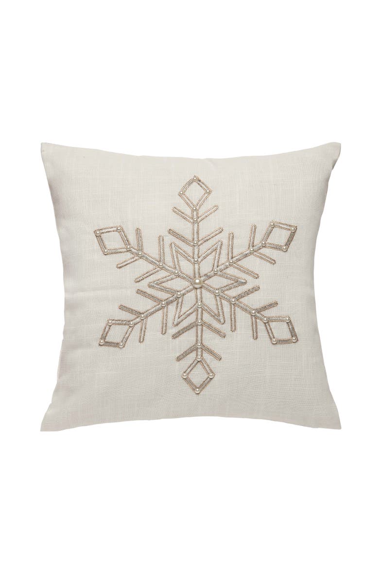 C&F Home Champagne Frosty Snowflake Embroidered Accent Throw Pillow 18" x 18", Main, color, Off-White