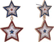 Hallmark Red, White and Blue Double Star Drop Earrings