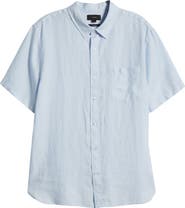 Vince Classic Fit Short Sleeve Linen Shirt