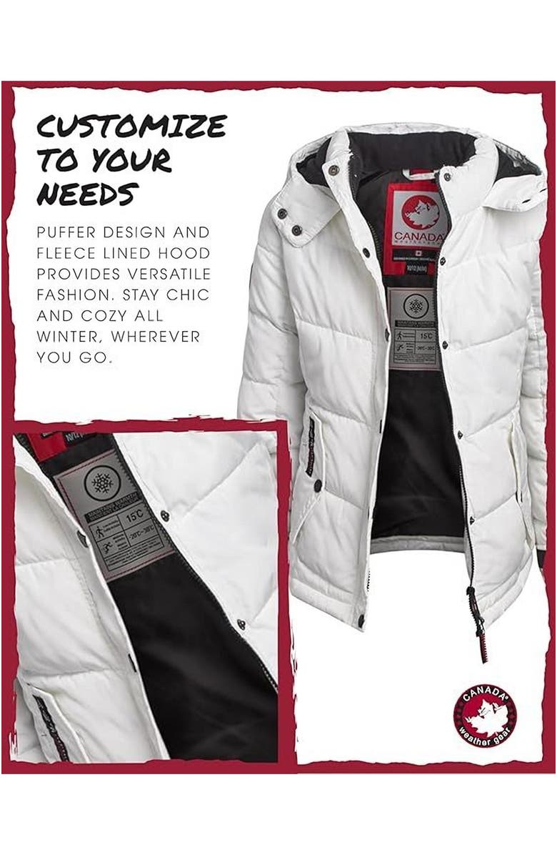 CANADA WEATHER GEAR Girls' Quilted Heavyweight Winter Coat, Alternate, color, White