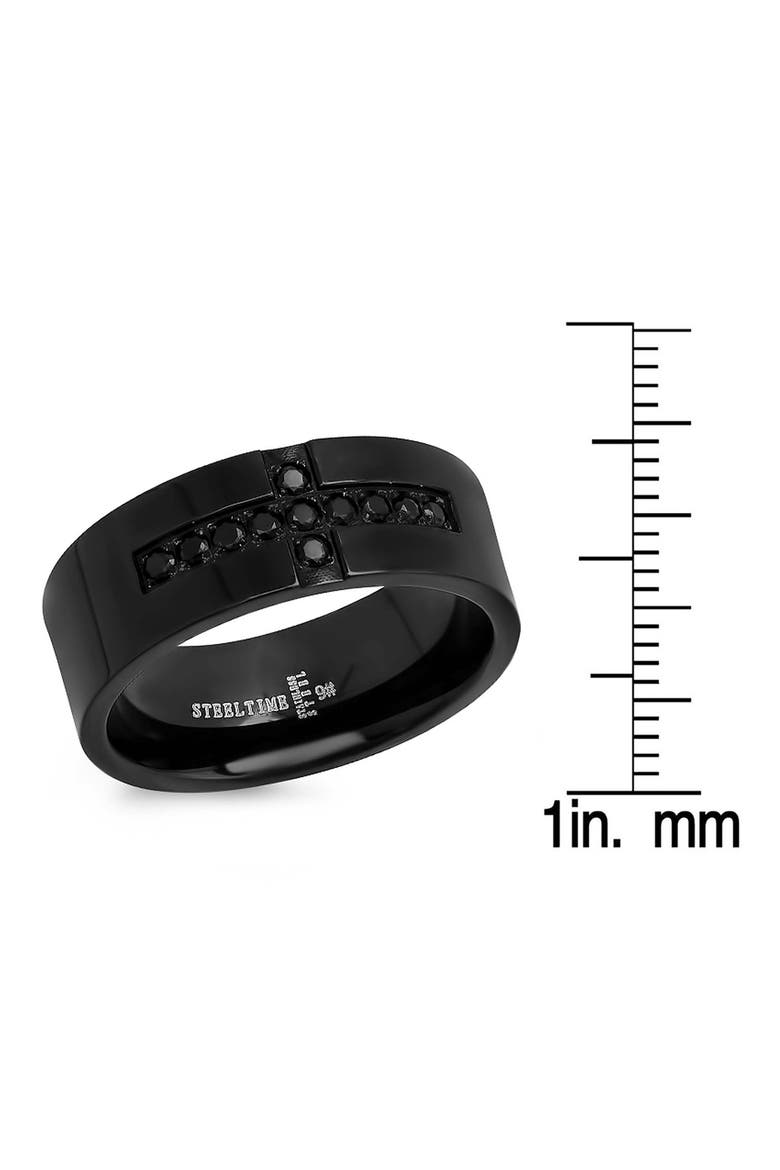 Men's Black Ion Plated Cross Band Ring, Alternate, color, BLACK