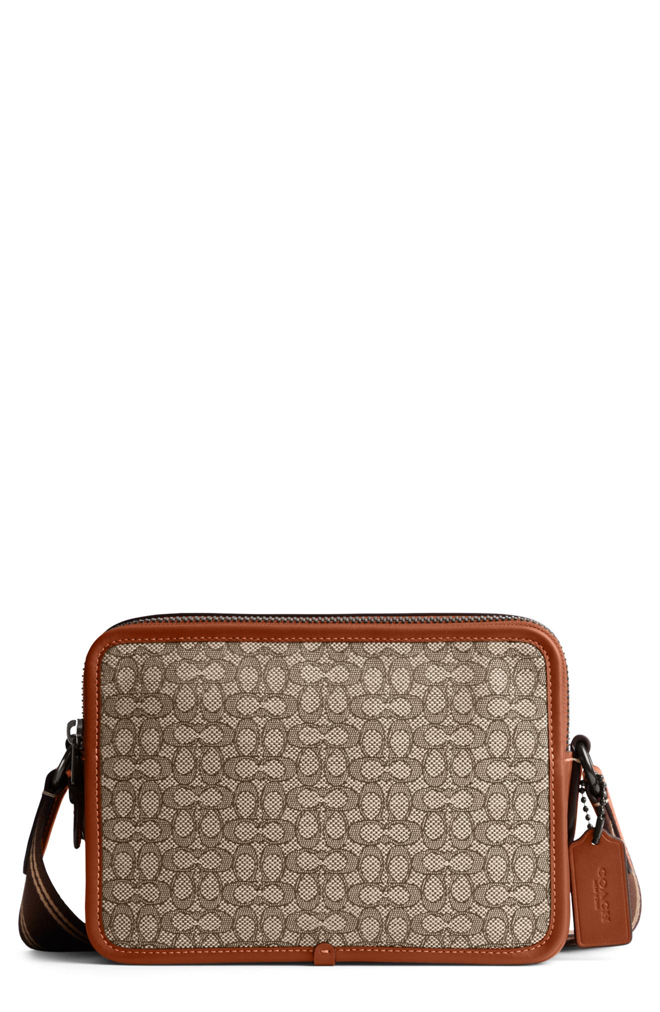 COACH Charter Micro Signature Jacquard & Leather Crossbody Bag, Main, color, 