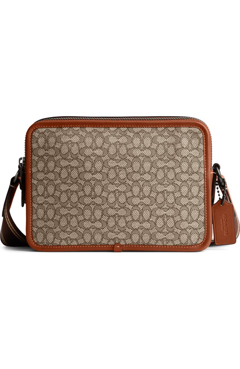 COACH Charter Micro Signature Jacquard & Leather Crossbody Bag, Main, color,