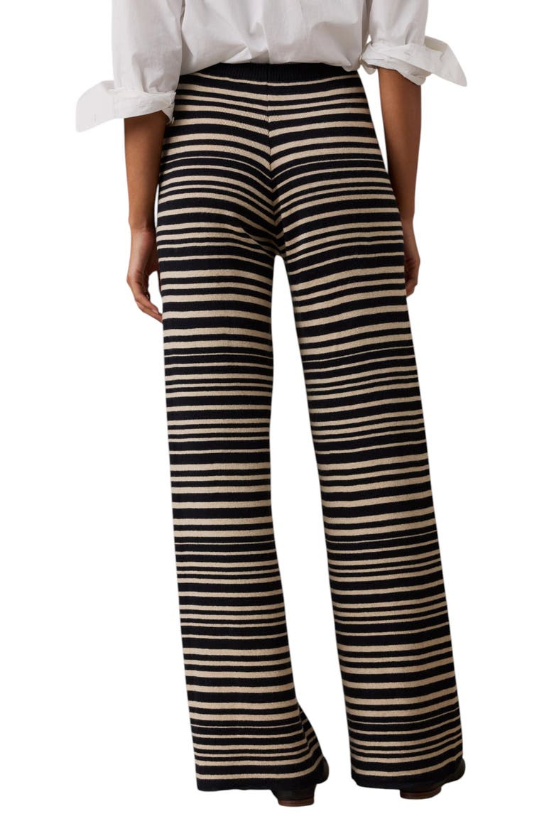 Throwback Studio Cotton & Cashmere Flare Leg Sweater Pants, Alternate, color, COASTAL COAL STRIPE