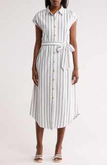 Stripe Cap Sleeve Shirtdress