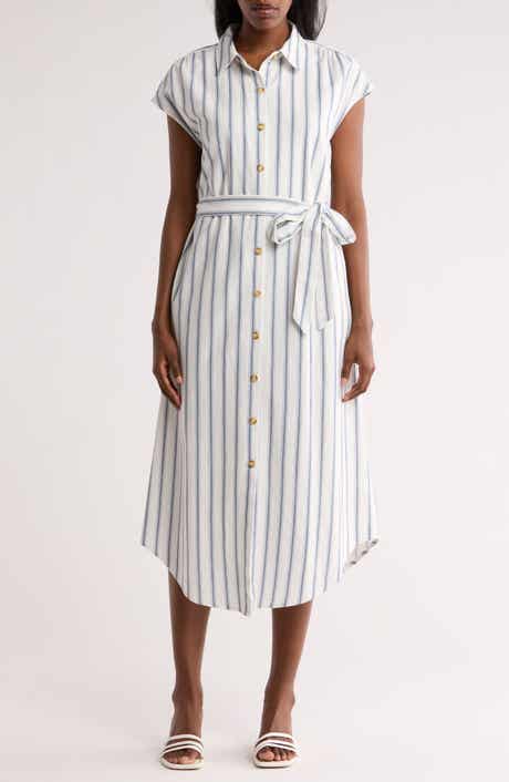 Stripe Cap Sleeve Shirtdress