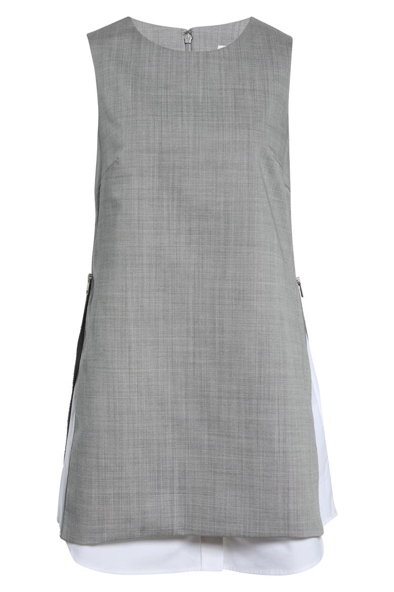 Layered Wool & Cotton Shift Minidress, Alternate, color, LIGHT HEATHER GREY/ WHITE