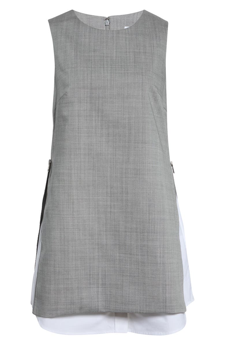 Alexander Wang Layered Wool & Cotton Shift Minidress, Main, color, Light Heather Grey/ White