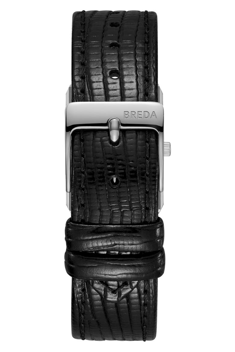 Small Virgil Leather Strap Tank Watch, 20mm x 26mm, Alternate, color, BLACK/ SILVER