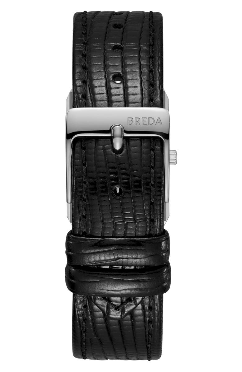 BREDA Small Virgil Leather Strap Tank Watch, 20mm x 26mm, Alternate, color, Black/ Silver