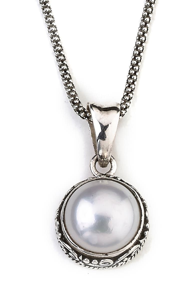 10mm Mabe Pearl Pendant Necklace, Main, color, WHITE