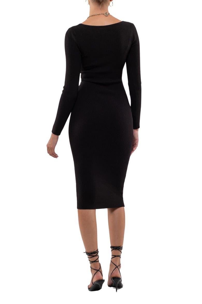 Long Sleeve Knit Midi Dress, Alternate, color, BLACK