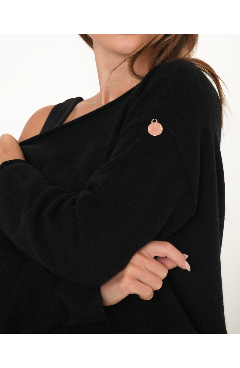 Rebody Active Romy Off Shoulder Cashmere Sweater, Alternate, color, Black