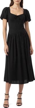 All in Favor Tie Front Drop Waist Midi Dress